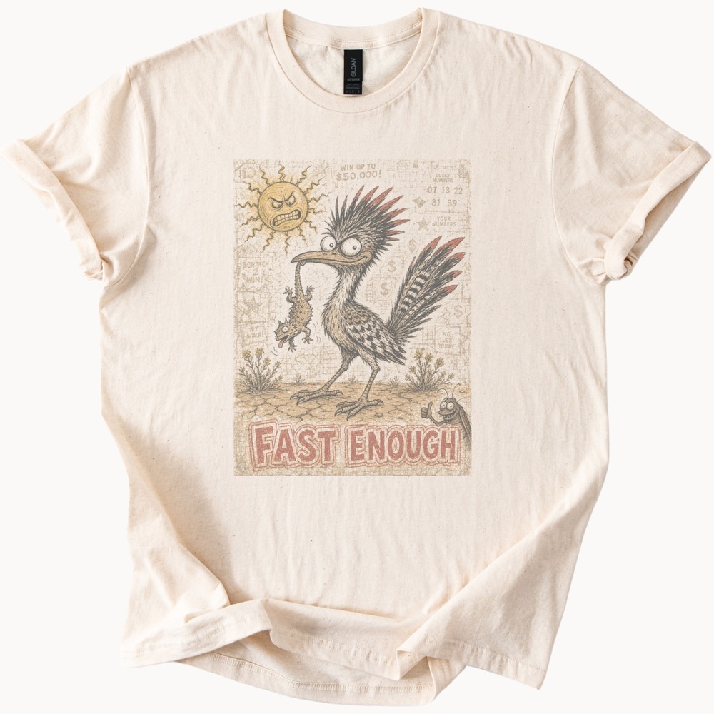 Desert Bird Lottery Chaos Graphic Tee Vintage Cartoon Illustration